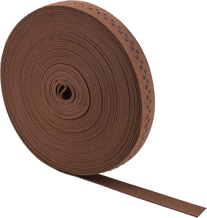 Mandala Crafts 0.5 Inch Elastic Silicone Gripper Tape for Clothing - 10 Yds Dotted Non Slip Elastic Band for Sewing - Brown Silicone Flat Fabric Stretchy Ribbon Straps