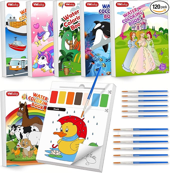 YMluky Paint with Water Books for Kid,6 Coloring Book with Magic Paint Set for Kids,Travel Coloring Kit，Arts and Crafts Suitable for Birthday (Kids Love)