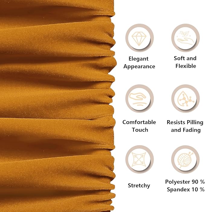 KKJIAF Gold Stretch Velvet Fabric 60 Inch Wide, 1 Yard Soft Stretchy Fabric for Sewing Clothes, Apparel, Costume, Crafts - 90% Polyester 10% Spandex