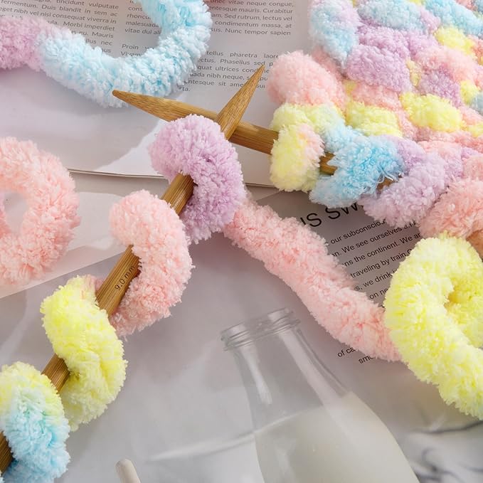HOMBYS 8 Pack Giant Chunky Yarn for Crocheting/Hand Knitting, Super Bulky Large Soft Fluffy Tie Dye Plush Fuzzy Mixed Color Thick Chenille Yarn (Green, Yellow)