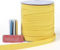 Bias Tape Double Fold 1/2 inch, Double Fold Bias Binding Tape 55 Yards (Yellow) and 4 Pieces Sewing Fabric Chalks for Crafts, Sewing, Seaming, Hemming, Piping, Quilting.