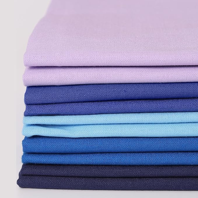 10 Pieces 18 x 21 Inches Cotton Fabric Precut Quilting Fabric Bundles Solid Colors Layer Cakes Quilt Material for DIY Craft Sewing Embroidery (Bule Purple)