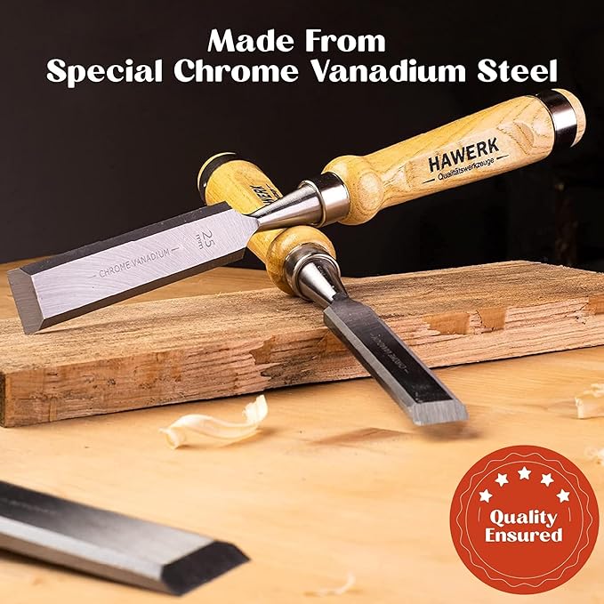 Wood Chisel Set - Wood Chisel Sets with Premium Wooden Case - Small Carving Wood Chisels for Woodworking - Includes 6 pcs Wood Working Chisels & 2 Sharpening Stones