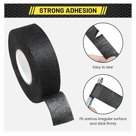 Oyviny Electrical Wire Harness Cloth Tape - 1 Inch x 50 Feet, Self-Adhesive, Noise Dampening, For Automobile, Engine & Audio Wiring