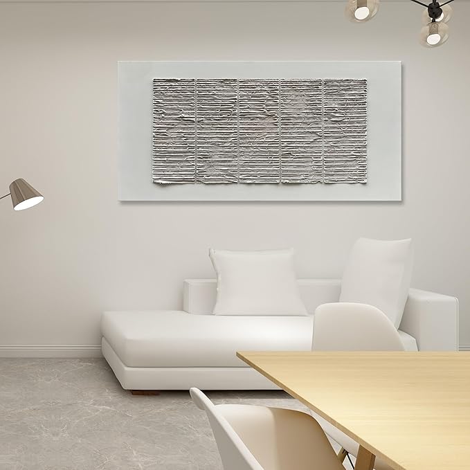 NANKAI Art White Thick Texture Abstract Art Oil Painting 30x60 Inches Large Contemporary Minimalist Art Home Wall Decoration