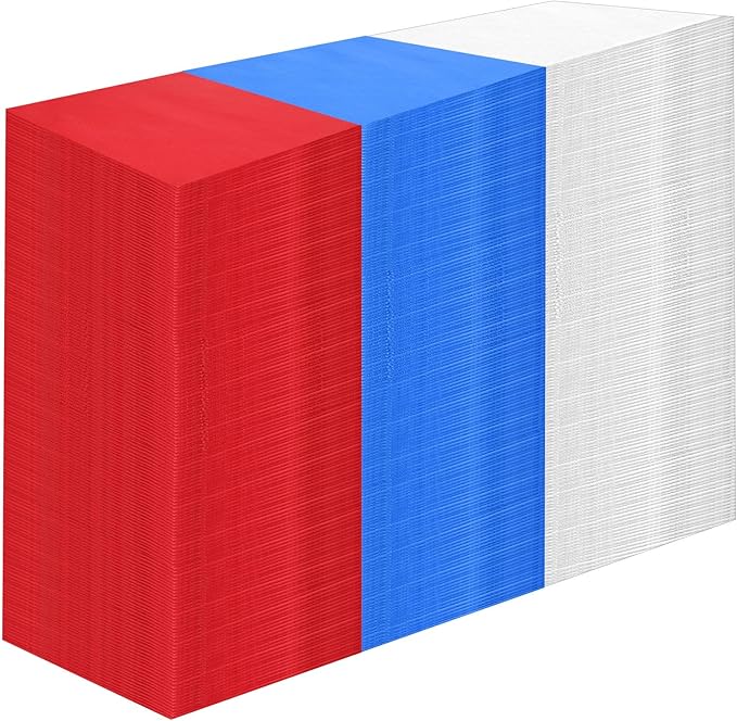 100 Pieces 10 x 10 Inches Cotton Fabric Squares Precut Quilting Fabric Bundles Solid Colors Layer Cakes Quilt Material for DIY Craft Sewing Embroidery(Red, White, Blue)