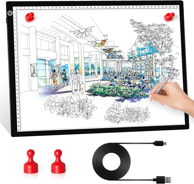 A3 LED Light Board, A3 Tracing Light Box, Magnetic Light Pad, Light Table for Tracing, LED Copy Board, Sketch Pad with Dimmable Brightness, Magnetic and Storage Bag.