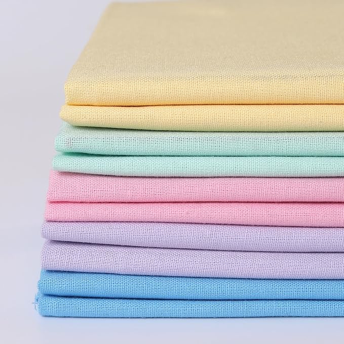 10 Pieces 18 x 21 Inches Cotton Fabric Precut Quilting Fabric Bundles Solid Colors Layer Cakes Quilt Material for DIY Craft Sewing Embroidery (Macaron*2)