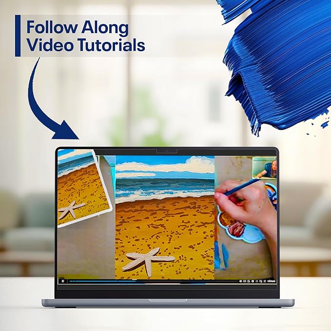 Painting4Real DIY Art Painting Kit for Adults – Learn to Paint Beach Starfish with Video Tutorials – 9 Pieces Acrylic Paint Set for Adults –Perfect Christmas Crafts & Holiday Gifts for Art Lovers