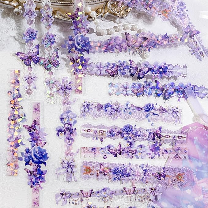 Alideco 120pcs Scrapbook Stickers Vintage Flower Butterfly Scrapbooking Junk Journal Crafts Embelishment Decoration Stickers (youchangmengjing)