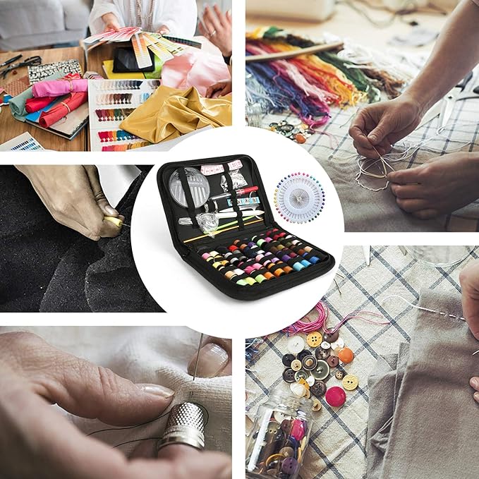 Sewing Kit, Sewing Kit for Adults, Needle and Thread Kit, Travel Sewing Supplies, Large 128PCS, Basic, Beginner Sewing Kits, Contains Sewing Needles, Thread etc(L)