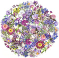 100-Piece Purple Wildflower Plant Sticker Pack - Floral Watercolor Clear Flower Stickers for Scrapbooking, Journaling, Resin Crafts, and Decorations