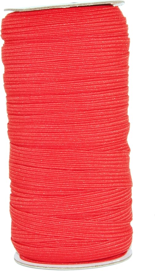 Mandala Crafts 10mm 50 Yds Roll of Red Elastic Bands for Sewing - 3/8 Flat Elastics Cord - 3 8 Inch Braided Stretch Straps for Crafting
