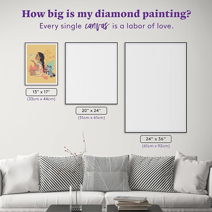 DIAMOND ART CLUB Pocahontas - Believe in Magic Diamond Painting Kit, Fun DIY Crafts for Adults, Round Diamond Art Canvas, 13" x 17"