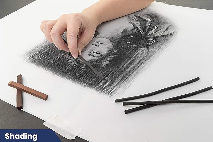 Pacific Arc 2 Pack Artist Vine Charcoal, Soft, Black 4 Charcoal Sticks for Drawing, Sketching, and Fine Art