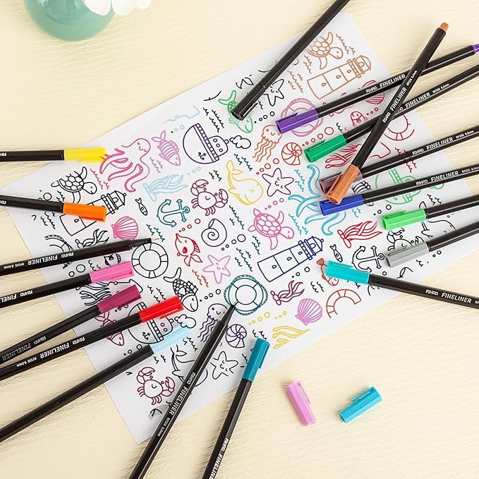 AIHAO Fineliner Pen, Color Pens for Drawing, Calendar, Coloring, Writing, Note Taking, Journaling,18ct Colors Fine Line Porous Fine Point Markers, School Office Teacher Art Supplies