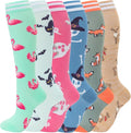 fenglaoda Compression Socks for Women Men Support Circulation 6 Pairs Socks For Nurse, Travel, Flight
