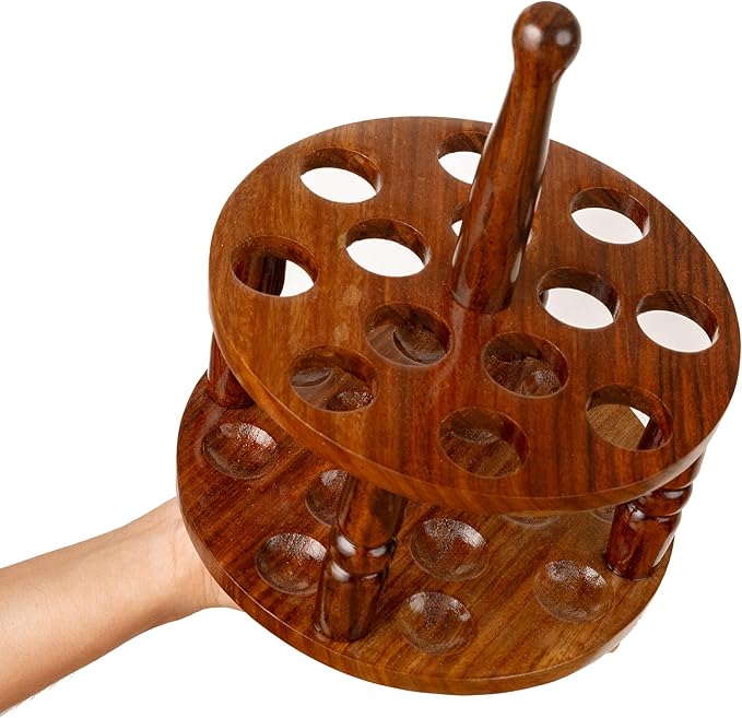 Brainmart Wooden Crochet Hooks Holder - 12 Holes Storage Organizer for Crochet Tools, Crochet Hooks Holder, Rosewood Knitting Needle Storage for Crocheters