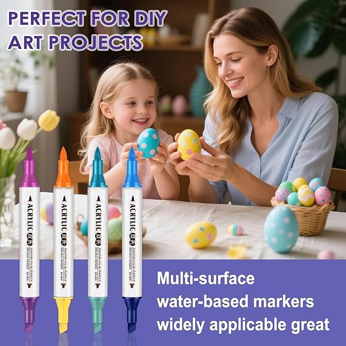 72 Colors Paint Markers, Acrylic Paint Pens with 36 Dual-Color Brush Tips,Waterproof Markers for Rock Painting, Wood, Canvas, Stone, Glass, Ceramic Surfaces, DIY Crafts Making Art Supplies