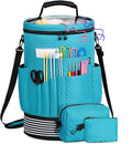 IBFUN Crochet Yarn Knitting Bag 3PCS - Expandable Yarn Storage Organizer Crocheting Bag with Accessories Cases Adjustable Strap for Hooks, Needles, Accessories, Crochet Lovers, Supplies, Beginners