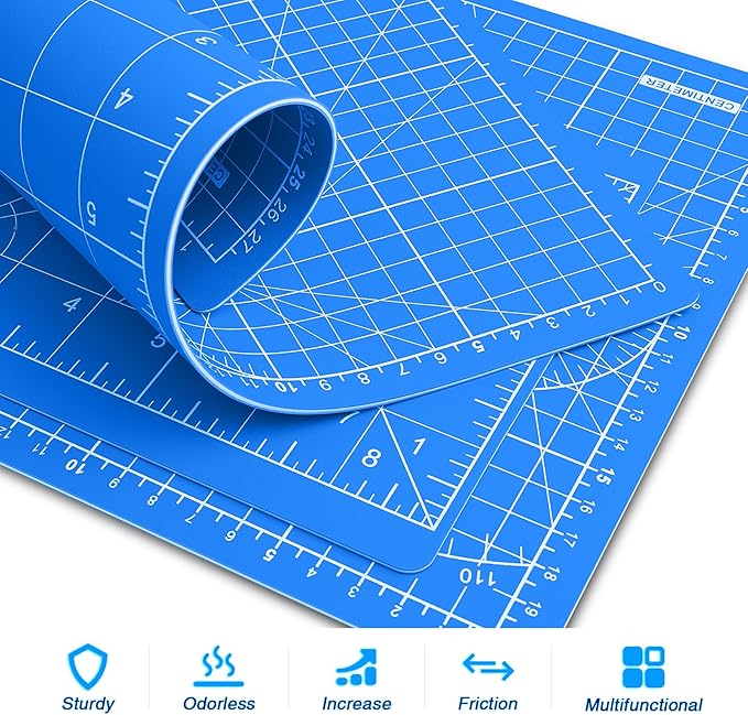 DIYSELF Cutting Mat 9in×12in, Cutting Mats for Crafts, Self Healing Cutting Mat A4, Fabric Cutting Mats Double Side for Sewing, Quilting, Craft Mat for Desktop