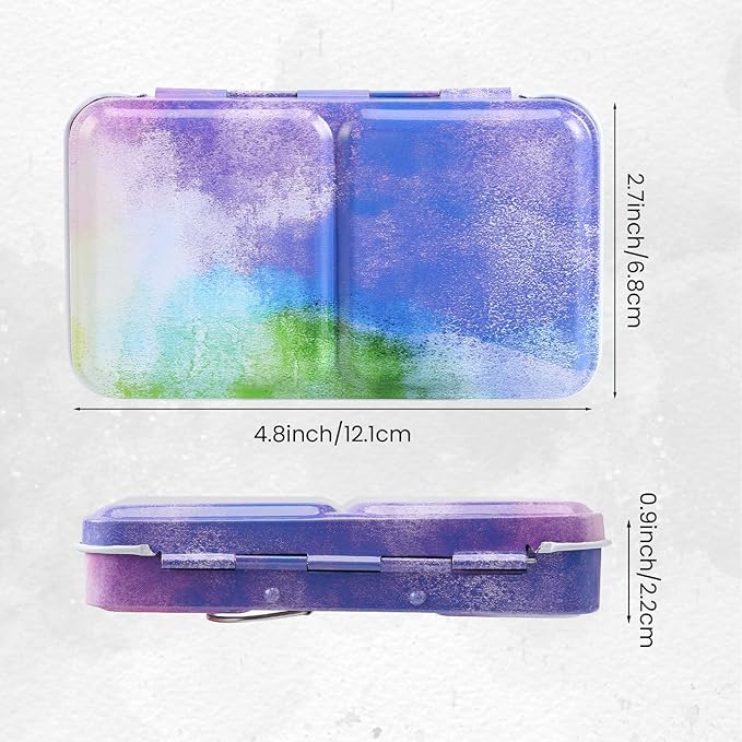 Empty Watercolor Palette Tin - Metal Watercolor Palette Empty with 14PCS Empty Half Pans - Watercolor Tin Suitable for Watercolor, Acrylic, Gouache, Oil Painting