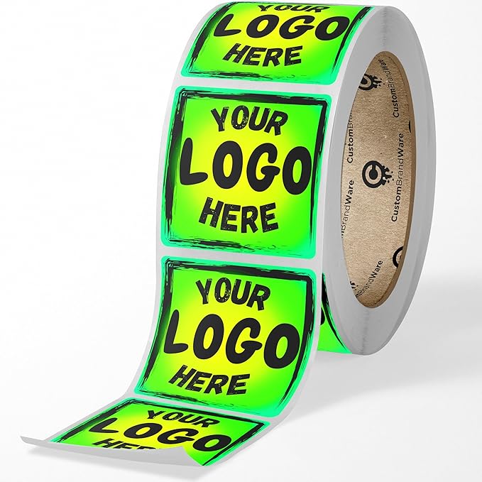 Build Your Own Stickers - Any Design + Logo - Personalize Business - 50+ Roll - Multi Shapes, Sizes, Backgrounds, Text - Gloss/Matte Labels (2 inch Square)