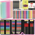 80pcs Drawing Kit Sketching Set Art Sketch Supplies Coloring pencils Kit 48 Colored pencil,14 Graphit, 6 Charcoal, 50 Page 3-Color sketckbook coloring book Portable Case ect. Beginners Artists Adults