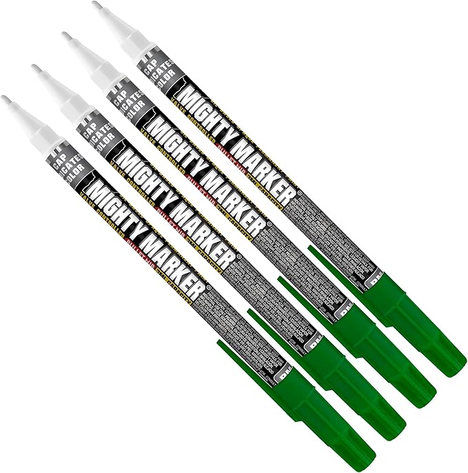 PM-92 Extra Fine Paint Marker, 4 Bonus Tips, 1.0 mm Tip, Xylene Based, Waterproof, Permanent, Valve Action, Manufactured in USA, Green 4 Pack