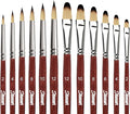 12 pcs Acrylic Paint Brushes Set,6 Professional Round Pointed Tip Paintbrushes and 6 Filbert Artist Paintbrush for Watercolor,Acrylics,Oil,Gouache,Ink，Perfect for Artists and Beginners