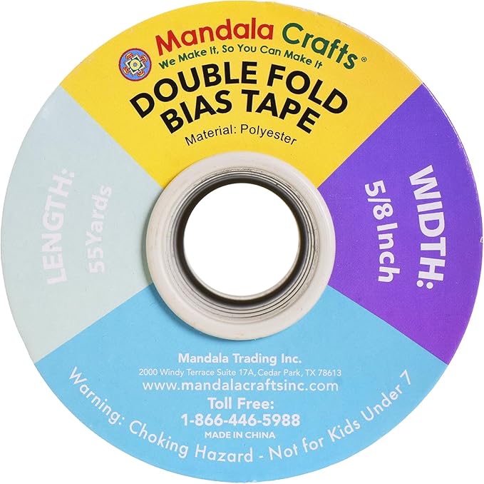 Mandala Crafts 55 Yards 5/8 Inch Dark Green Double Fold Bias Tape for Sewing - Bias Binding Tape for Quilting Binding, Hemming, Seam, and Fabric Piping