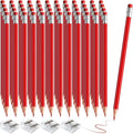 48 PCS Red Checking Pencils Erasable Colored Pencils with Eraser Pre-Sharpened 2 HB for Checking, Grading, Tests & Office/School Supplies (Red)