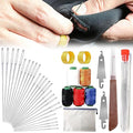 Big Eye Steel Sewing Needles Kit, 34PCS Big Eye Steel Needles Set - Long & Thin Handmade Quilting & Sewing Needles Kit, Portable Sewing Kit in Faux Leather Case, for DIY Sewing
