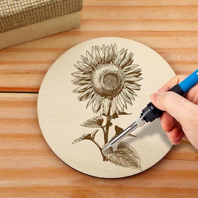 MoDooris 80 Pcs Unfinished Round Wood Slices 4" Natural Wooden Non-Slip Coasters 5mm Wooden Circle Board for DIY Craft, Engraving, Wood Burning, Pyrography, Drawing