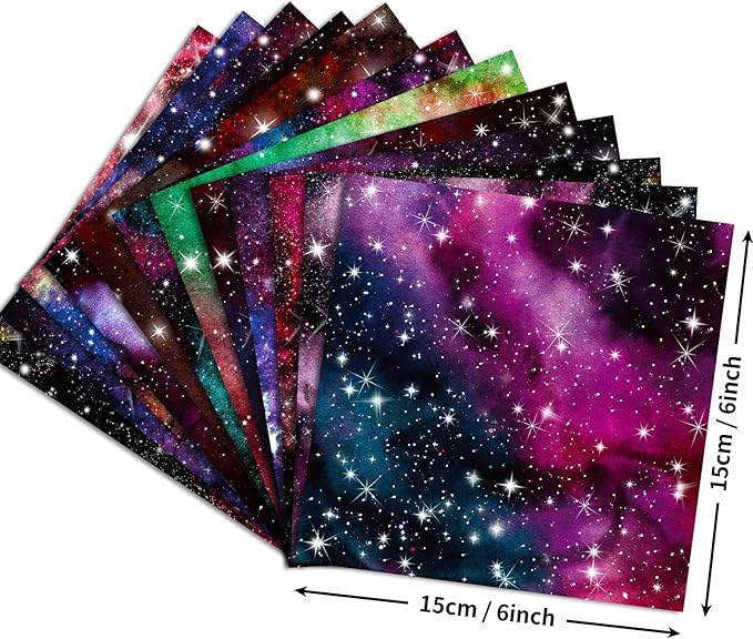 12 Sheets Pink Astronomical Galaxy Scrapbook Decorative Paper, 6x6 Inch Single-Sided Starry Night Craft Cardstock Paper for Scrapbooking, Card Making, Journaling, and DIY Art Projects
