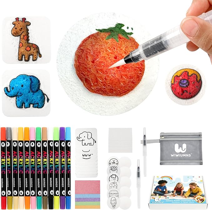67pcs Magic Foam Texture Painting Kit,Magic Puffy Paint Include 30 Foam Texture Paper,24 Color Acrylic Puffy Markers,Aqua Puffs,aqua puffs for kids,Art Supplies for Kids,Creative Gifts for Christmas