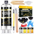 Kintsugi Repair Kit, Upgraded Food Safe Gold & Silver Kintsugi Kit for Broken Ceramics Kintsugi Gold Glue, Ceramic Glue for Pottery, Fast Curing Ceramic Repair Resin for Bowls, Cups, Vases, Saucers