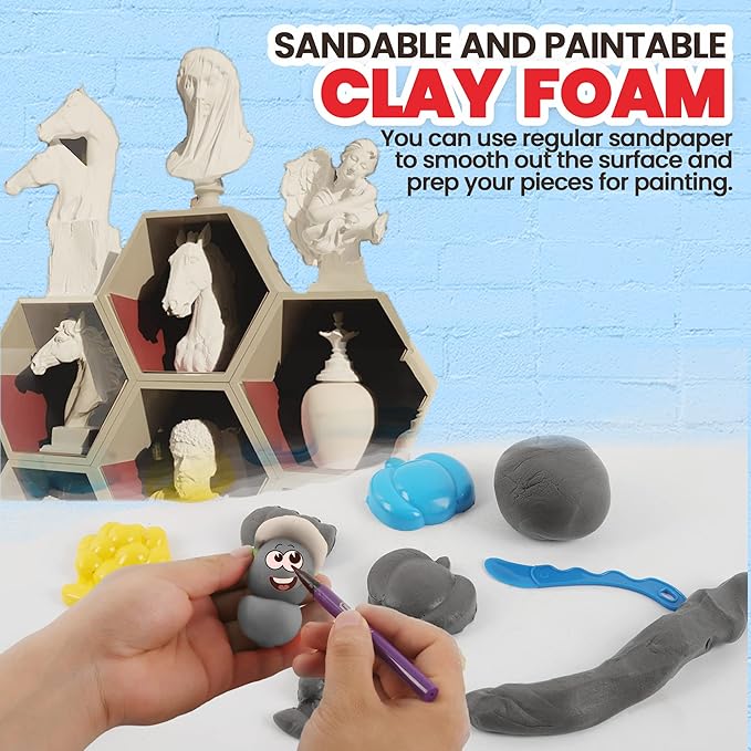 3.3 lbs Moldable Cosplay Foam Clay (Gray) - Air-Dry High Density for Intricate Designs Dries Evenly Within 24-48 Hours Sandable and Paintable