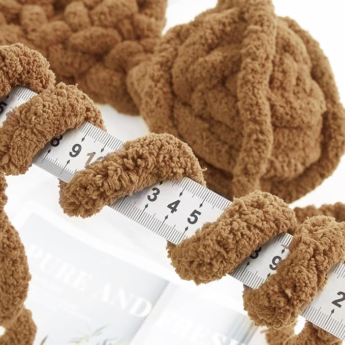 HOMBYS 8 Pack Assorted Chunky Yarn for Crocheting,Super Bulky Large Soft Fluffy Yarn,Plush Fuzzy Yarn,Thick Chenille Yarn for Hand Knitting/Arm Knitting,4 Khaki & 4 Coffee(27yds,8 oz Each Skein)