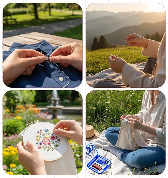 3Pcs Mini Sewing Kit Travel Size, Mini Travel Sewing Kit Portable Emergency for Adults, Basic Emergency Perfect for Weddings & Repair Clothes, Includes Simple Needles Thread Scissors, Easy to Carry