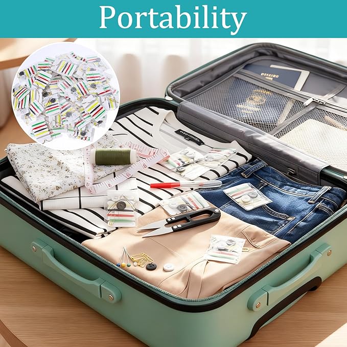 100 Sets Individual Travel Sewing Kit, Mini Sewing Kit for Basic Sewings Repair, Needle and Thread Kits for Emergency Wedding Day, Compact Sewings Kits Travel Essentials with Needles, Threads, Button