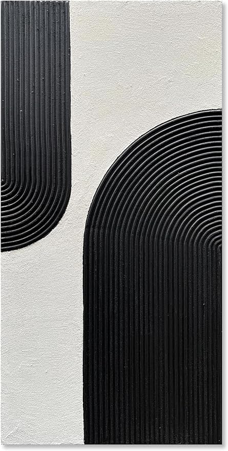 Art Hand Painted White and Black Textured Abstract Art Oil Painting Modern Wall Art 48x24 inches