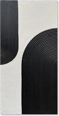 Art Hand Painted White and Black Textured Abstract Art Oil Painting Modern Wall Art 48x24 inches