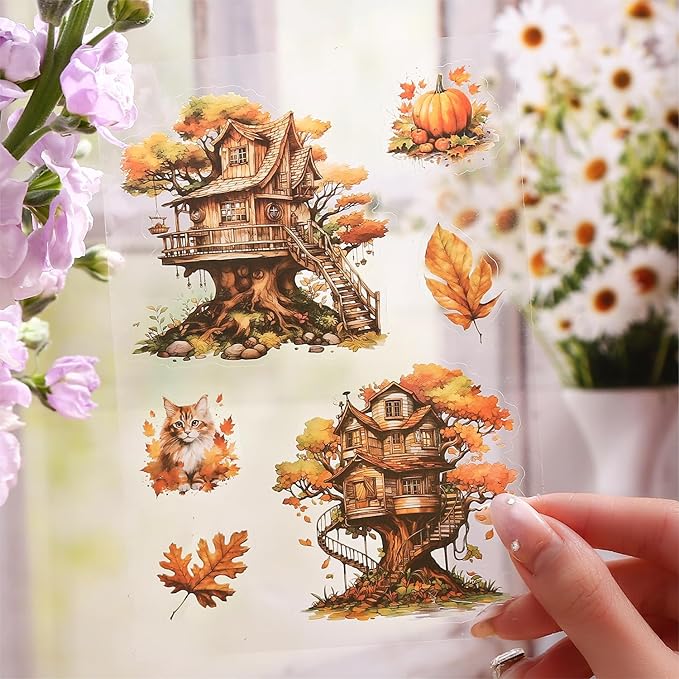 Alideco 20pcs Vintage Scrapbook Stickers Set Flower Butterfly Flower Window Sticker Book for Adults Sticker journaling Stickers for Scrapbooking(qicaisenlin)