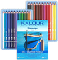 36-piece Blue Seascape Colored Pencil Set, Pre-sharpened Wooden Colored Pencils for Adults Artists Beginners Coloring Books Drawing & Sketching