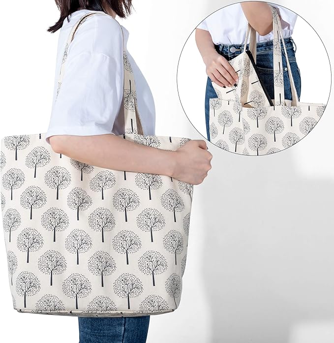 Yarwo Knitting Bag with Small Zipper Pouch, Yarn Tote for Knitting Needles, Skeins of Yarn and Knitting Supplies On the Go, Christmas & New Beginnings Gifts for Women, Tree (Patented Design)