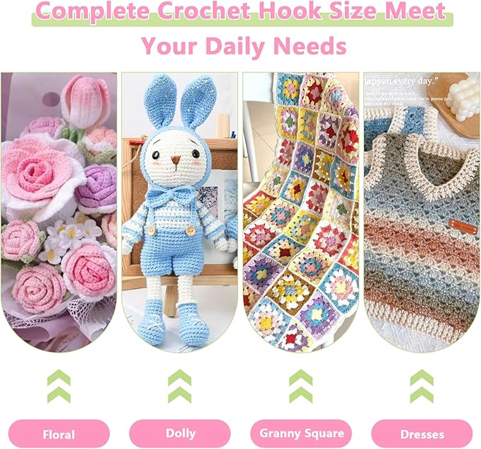 Katech 10mm Crochet Hooks with Floral Pattern-Elegant &Unique Crochet Needles-Longer Smooth Glide Crocheting Hook for Arthritic Hands, Beginners & Professional Ideal Crochet Gift(N)