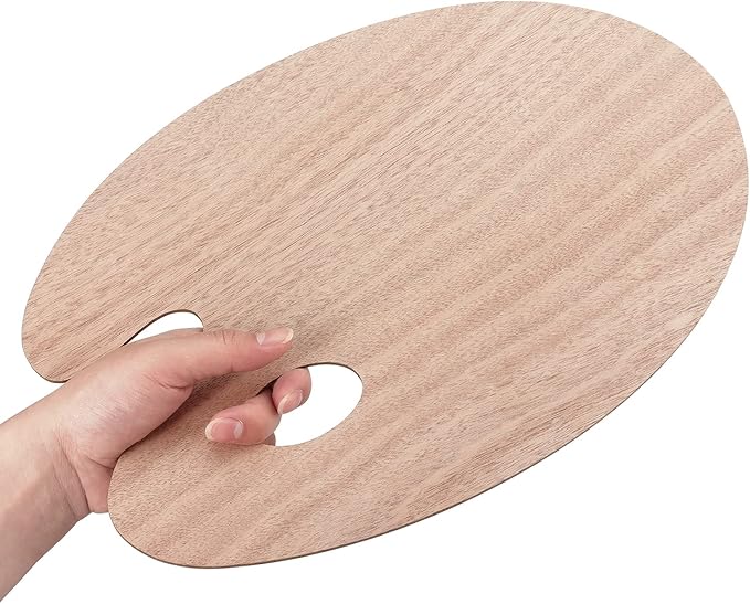 Tamaki Wooden Paint Palette Paint Tray Palettes for Acrylic, Painting Palette Art Pallet for Painting, Thumb Holder Trays for Artist, 1 PCS