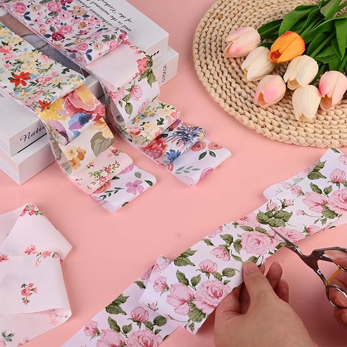 40 Pcs Pink Retro Floral Cotton Jelly Fabric Strips for Quilting Crafting Spring Summer Flower Precut Patchwork for Sewing DIY Crafts 2.55 Inch Cotton Fabric Bundles (Hydrangea)