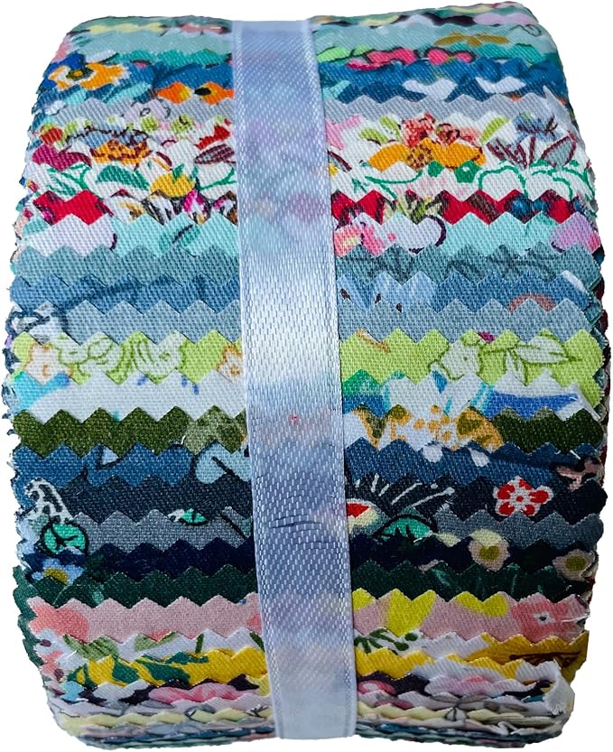 Jelly Roll Fabric 100% Cotton Quilting Fabric, 40 Pre-Cut Strips (2.5 x 44 Inch) for Quilting and Sewing -40 PCS Floral